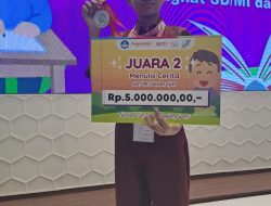 Idraki Abrar Kurniawan,  Pelajar SDN 5 Tukak Sadai Juara II Lomba Menulis Cerita Tingkat Nasional 